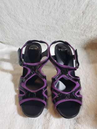 Picture of Black and Purple HCS Heel Sandals - Size 37/6.5, Stylish and Comfortable!