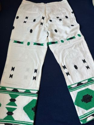 Picture of New White and Green ZARA Pants - Size Large, Trendy and Fresh!