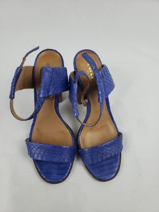 Picture of Coach Lexey Sandals – Size 7 – Cobalt Blue Snake Embossed Leather Heels